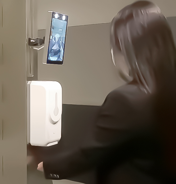 手指除菌の様子
